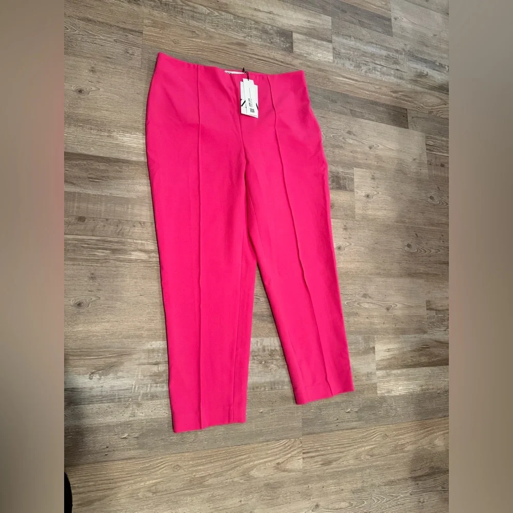 NWT- Zara Hot Pink Cropped Trousers size XXL - Picture 1 of 5